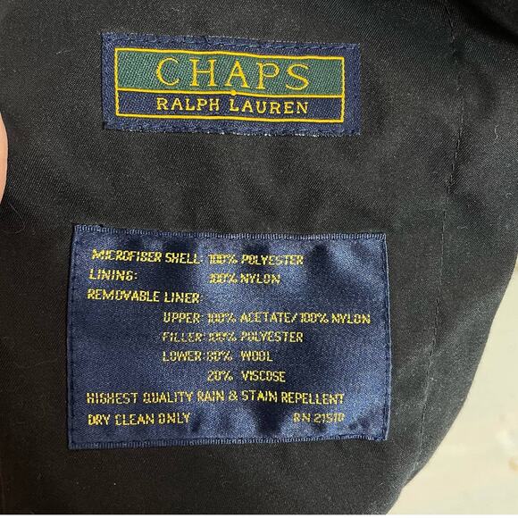 Chaps Ralph Lauren Hooded Removable Lining Black Anorak Jacket Size M - Picture 5 of 8